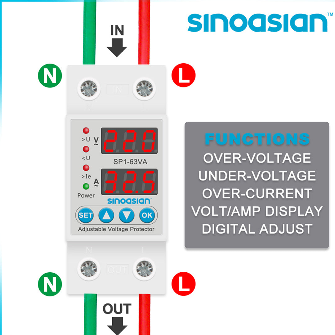 63A Adjustable Current Voltage Protector