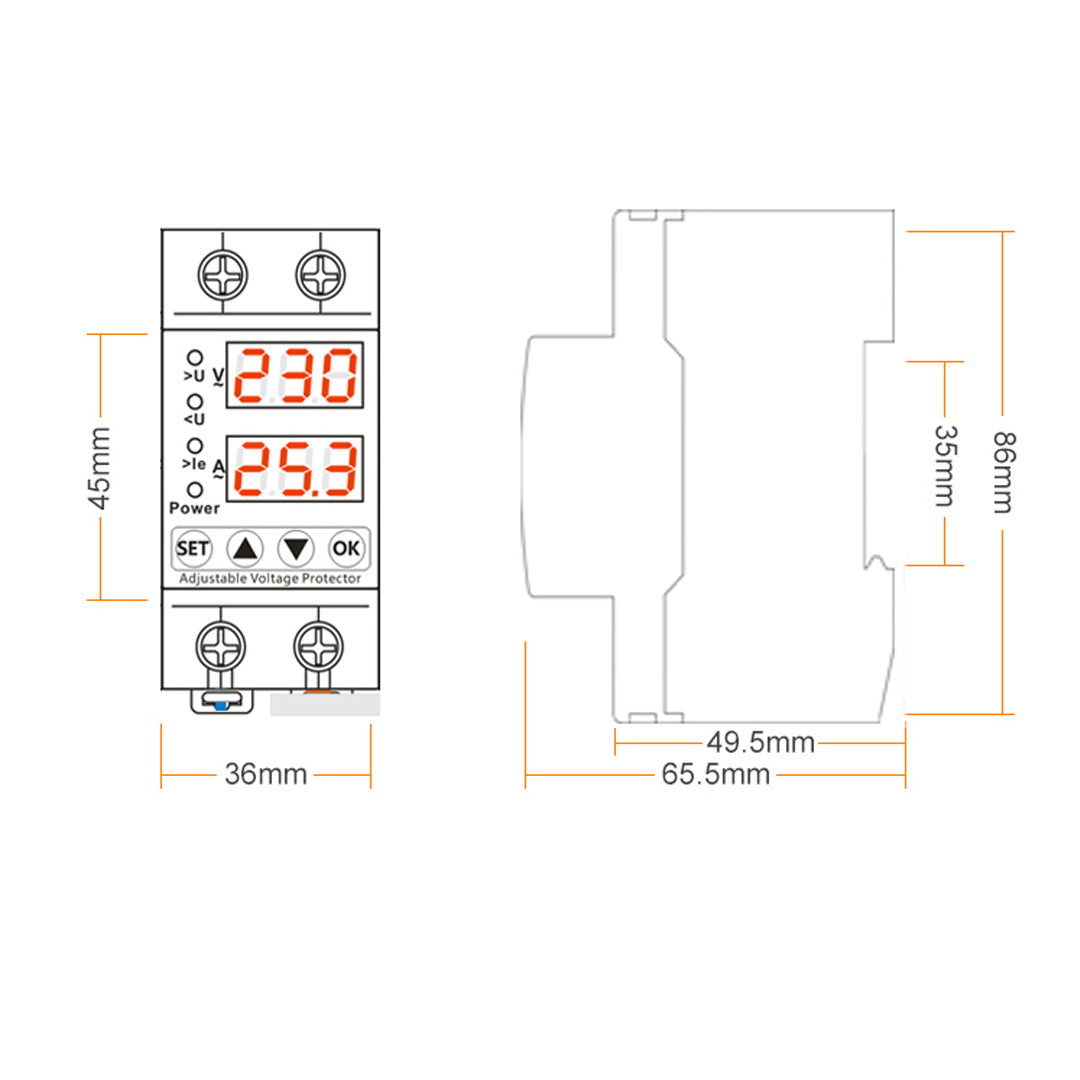 63A Adjustable Current Voltage Protector
