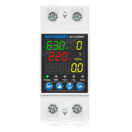 Energy meter adjustable Wifi Voltage Current Protector 63A